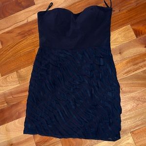 Navy blue strapless dress